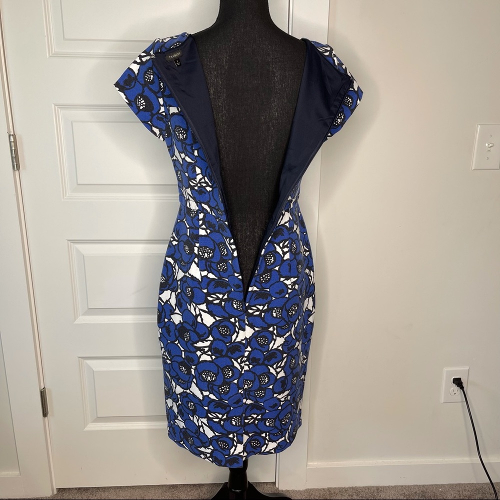 TALBOTS Blue & White Floral Ponte Fitted Midi Dress - Picture 6 of 10